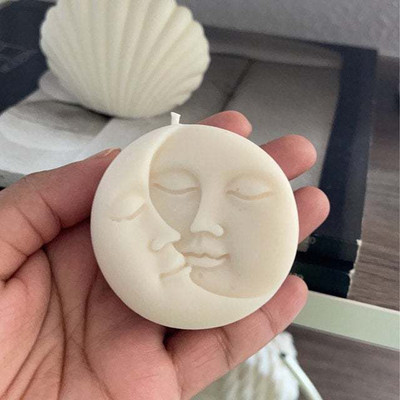 POLARIS FOX Lunar Moon Face Candle | 85g | 7x7cm | White Candle(White, Pack of 1)