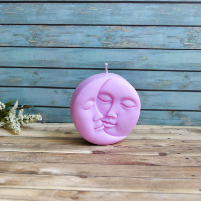 POLARIS FOX Lunar Moon Face Candle | 85g | 7x7cm |Purple Candle(Purple, Pack of 1)