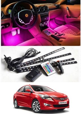 AYW 4 Pcs/48 Atmosphere Interior Strip Lights with Remote For Verna-2015 Car Fancy Lights(Red, Green, Blue, White, Orange, Yellow, Purple)