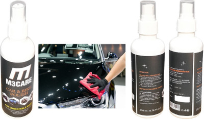 M3CARE Liquid Car Polish for Metal Parts, Leather, Exterior, Headlight, Dashboard, Chrome Accent, Bumper, Windscreen(600 ml, Pack of 3)