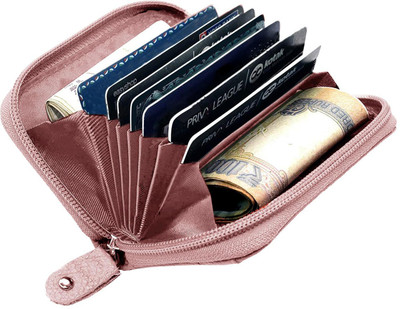 ABYS Genuine Leather Unisex RFID Protected Pink Debit| Credit| ATM Card Holder 7 Card Holder(Set of 1, Pink)