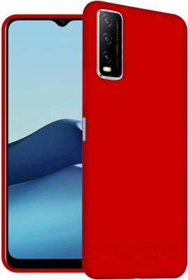 CASE CREATION Back Cover for Vivo Y20 2021 Luxurious OG Series Slim Liquid Silicone Case(Red, Shock Proof, Silicon, Pack of: 1)