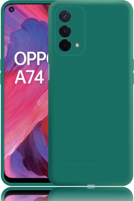 CASE CREATION Back Cover for Oppo A74 5G Soft Premium Case Fashion Velvet Cover(Green, Dual Protection, Silicon, Pack of: 1)