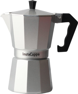 InstaCuppa Classic Stovetop Moka Pot Espresso, Italian Style 3 Cups Coffee Maker(Silver)