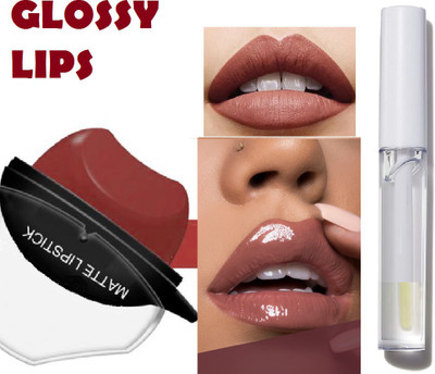 ADJD LIPSTICK LIP SHAPE MATTE FINISH & Moisturizing Plumping Lip Gloss(2 Items in the set)