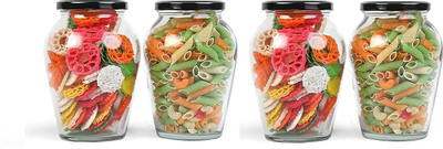 MOOZICO Glass Utility Container  - 1000 ml(Pack of 4, Clear)