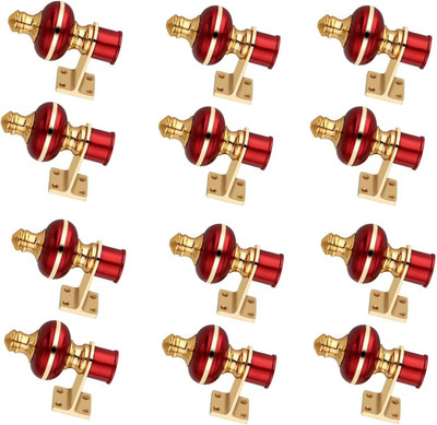 GHAR DWAR Red Curtain Hooks, Curtain Knobs, Rod Rail Bracket Metal(Pack of 6)