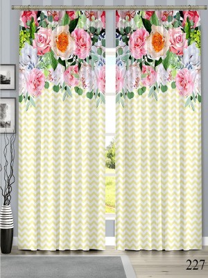 V21 DECOD 274 cm (9 ft) Polyester Room Darkening Long Door Curtain (Pack Of 2)(Floral, Yellow)