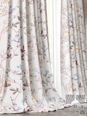RISKY FAB 154 cm (5 ft) Window Polyester Room Darkening Curtain (Pack Of 2)(White, Floral)