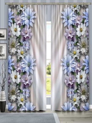 DD8 274 cm (9 ft) Polyester Room Darkening Long Door Curtain (Pack Of 2)(Floral, White)