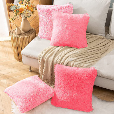 PICKKART Microfibre Solid Cushion Pack of 4(Pink)