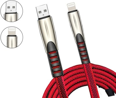 AMUSING Power Cord 3.4 A 1.2 m Nylon Braided High Quality Charging Cable Compatible with All Phones(Compatible with All IOS Devices, Red, One Cable)