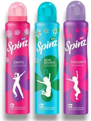 Spinz SPIN DEO PACK OF THREE Body Spray  -  For Men & Women(450 ml, Pack of 3)