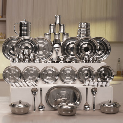 Flipkart SmartBuy Pack of 61 Stainless Steel Dinner Set(Silver)