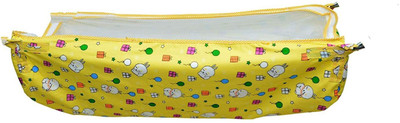 A to Z Hub Baby Hammock Ghodiyu/Khoyu Soft Cotton Cloth with Mosquito Net(Yellow)