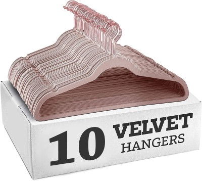 AshandRoh Velvet Hangers Premium Suit Hangers Ultra Thin Space Saving 360 Degree Aluminium Shirt Pack of 10 Hangers For  Shirt(Pink)