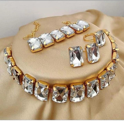 jatin imitation Alloy Brass White Jewellery Set(Pack of 1)