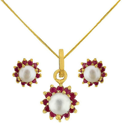 Sri Jagdamba Pearls Alloy Gold-plated White Jewellery Set(Pack of 1)