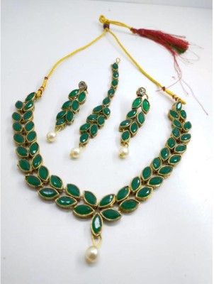 PALAK ART Alloy Gold-plated Green Jewellery Set(Pack of 1)