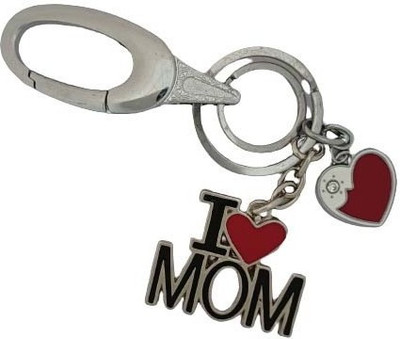 SHOKY LOOKS I Love Mom With Love Heart Along With Locking Hook High Quality Key Chain
