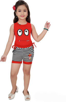 simran Girls Party(Festive) Top Shorts(Red)