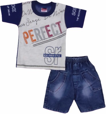 Ajmer Dresses Baby Boys & Baby Girls Casual T-shirt Shorts(Blue)