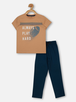 SWEET DREAMS Boys Printed Red Top & Pyjama Set