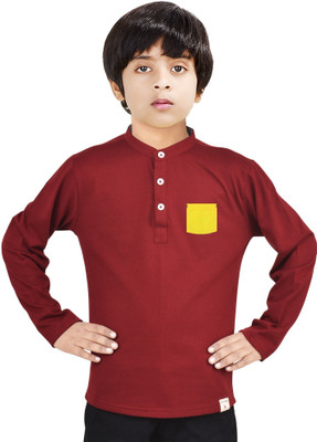 MADE IN THE SHADE Boys Solid Straight Kurta(Maroon)