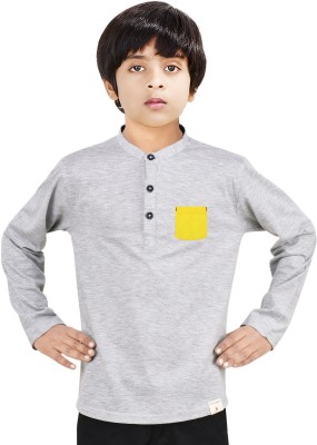 MADE IN THE SHADE Boys Solid Straight Kurta(Grey)