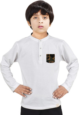 MADE IN THE SHADE Boys Solid Straight Kurta(White)
