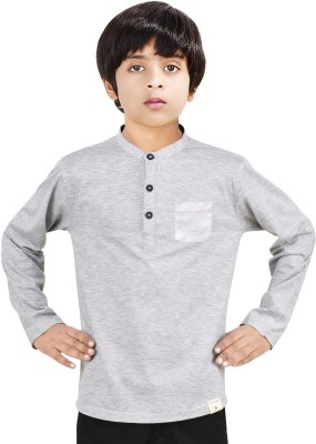 MADE IN THE SHADE Boys Solid Straight Kurta(Grey)