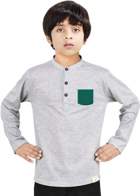 MADE IN THE SHADE Boys Solid Straight Kurta(Grey)