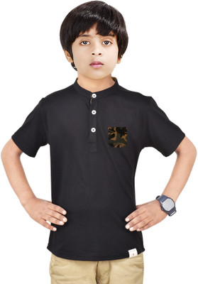 MADE IN THE SHADE Boys Solid Straight Kurta(Black)