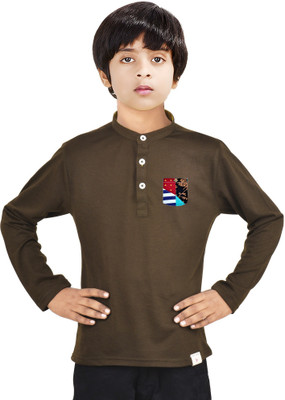 MADE IN THE SHADE Boys Solid Straight Kurta(Dark Green)