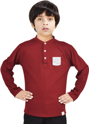 MADE IN THE SHADE Boys Solid Straight Kurta(Maroon)