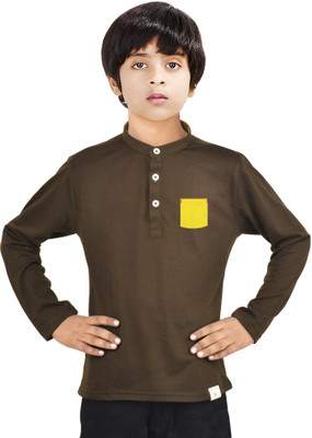 MADE IN THE SHADE Boys Solid Straight Kurta(Dark Green)