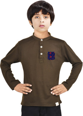 MADE IN THE SHADE Boys Solid Straight Kurta(Dark Green)