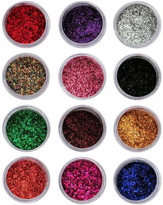 Dikyube Multi color eye dry thick shimmer glitters pack of 12