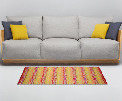 house of handmade Cotton Floor Mat(Red 2, Medium)