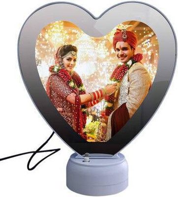 TheGiftsCorner Photo Frame with Led Light Heart Shape/Magic Mirror Photo Frame/Magic LED Frame Decorative Mirror(Heart)