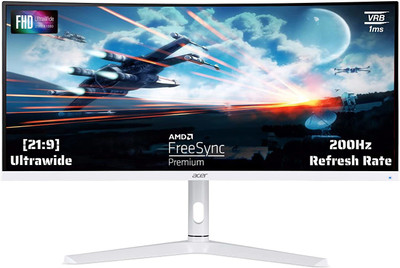 Acer Nitro 74.93 cm (30 inch) Curved WFHD LED Backlit VA Panel Gaming Monitor (XZ306CX)(AMD Free Sync, Response Time: 1 ms, 200 Hz Refresh Rate)