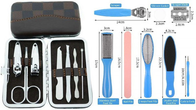 D-Top Manicure Set Kit with 7 Tools with Pedicure Foot File Set- Foot Care Tool .(100 g, Set of 13)