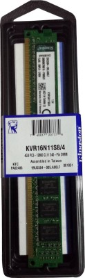 KINGSTON Value DDR3 4 GB (Single Channel) PC (KVR16N11S8/4 1600MHz Desktop 1.5v)