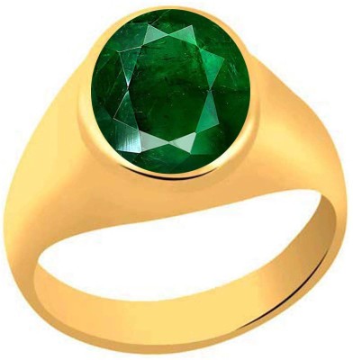 BWM GEMS Certitone Original 3.25 Ratti Natural Emerald Stone (Panna Stone) Panchdhatu Alloy Emerald Gold Plated Ring