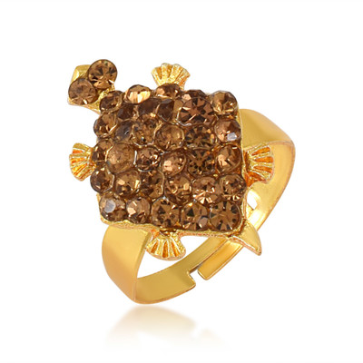 memoir Brass Goldplated Golden Cubic Zircon Kachua Tortoise Fingerring Brass Cubic Zirconia Gold Plated Ring