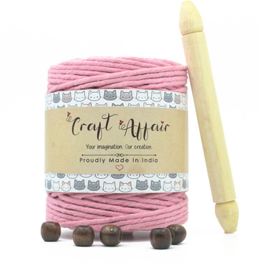 Craft Affair | Single Strand Cotton Macrame Cord (100 M, 3mm) | DIY-Project - Baby Pink Baby Pink(Length: 100 m, Diameter: 3 mm)