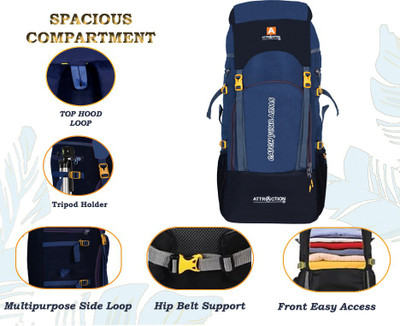 SPEQTA 60LTR Trekking Hiking Outdoor Travel Backpack with Rain Cover (1 year warranty)(Rucksack)