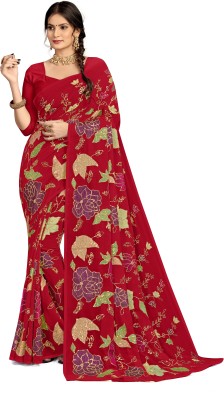 NAMRA TEX Embroidered Bollywood Georgette Saree(Red)