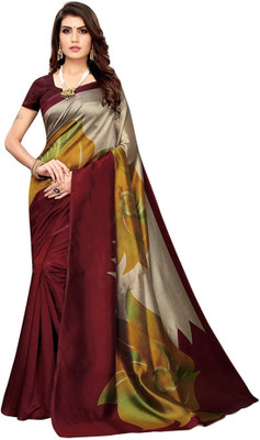 Poshyaa Fashion Digital Print Bollywood Art Silk Saree(Maroon)
