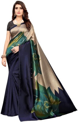 Marabout Woven Kanjivaram Art Silk Saree(Dark Blue)